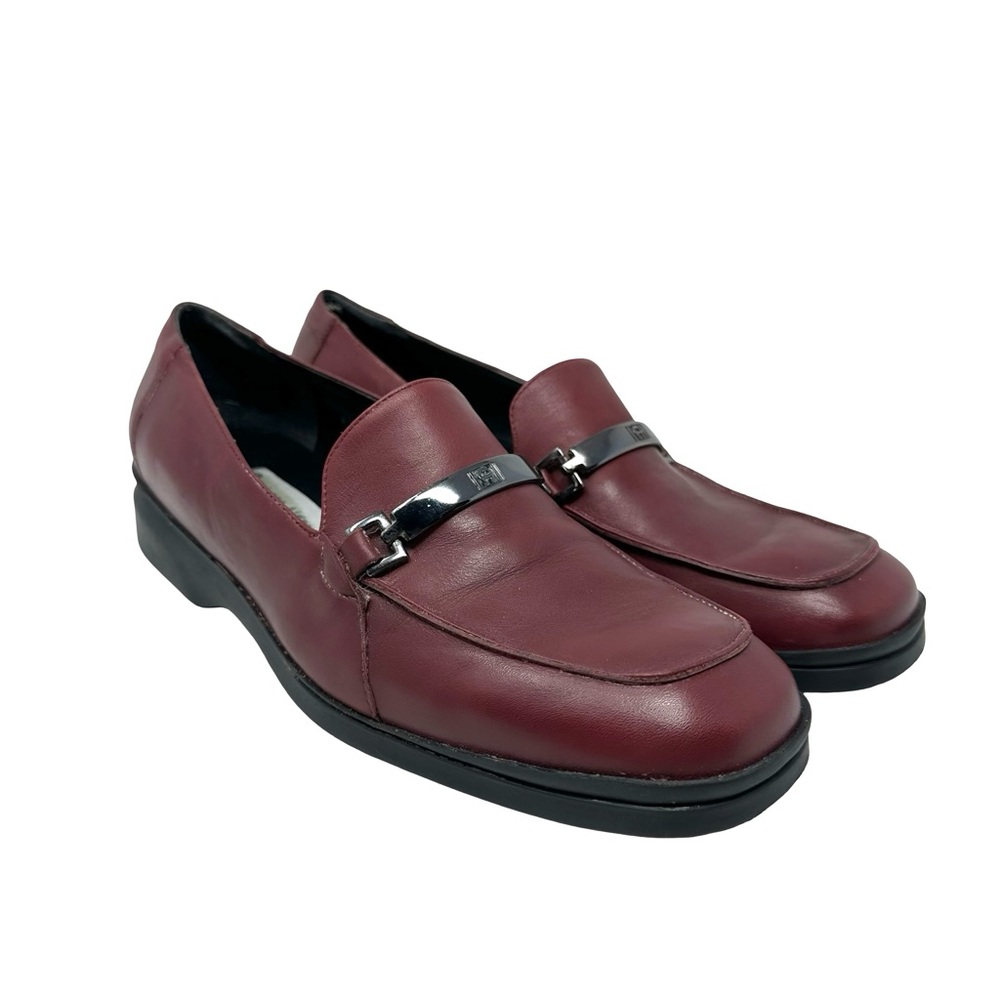 Etienne Aigner Vintage Leather Mandaren Deep Red Slide On Loafers Size 9.5